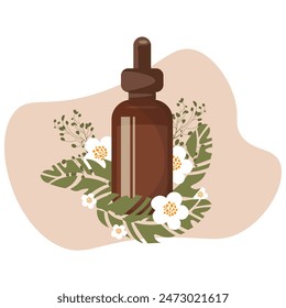 Vector illustration. Facial serum, beauty care. Icon, design element. Isolated vector, white background. Modern style. Flat design.