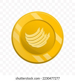 Vector illustration of Factom coin in gold color on transparent background (PNG).