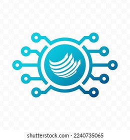 Vector illustration of Factom digital currency icon in blue color and transparent background (PNG).