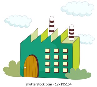 A vector illustration of a factory building
