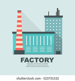 Vector illustration of factory building concept. Factory with industrial structures