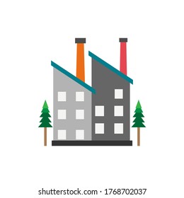vector illustration factory building flat design icon