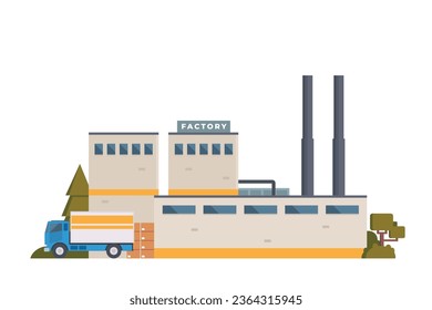 Vector illustration of factory buildings flat and front view for your design