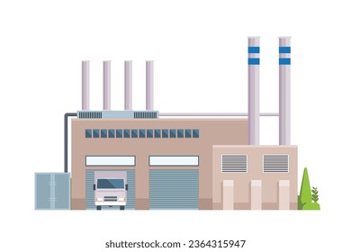 Vector illustration of factory buildings flat and front view for your design