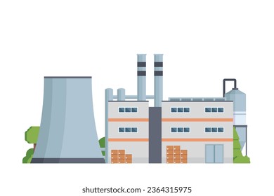 Vector illustration of factory buildings flat and front view for your design