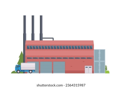 Vector illustration of factory buildings flat and front view for your design