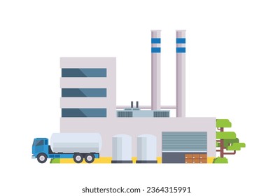 Vector illustration of factory buildings flat and front view for your design