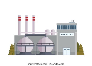 Vector illustration of factory buildings flat and front view for your design