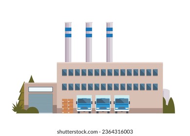 Vector illustration of factory buildings flat and front view for your design