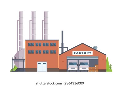 Vector illustration of factory buildings flat and front view for your design