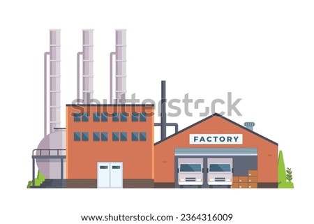 Vector illustration of factory buildings flat and front view for your design