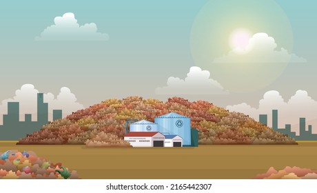 vector illustration factory buildings and waste