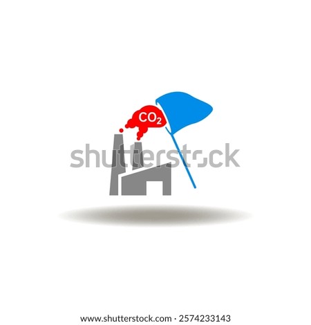 Vector illustration of factory clouds of smoke pollution carbon dioxide and catching net. Symbol of CCUS Carbon Capture Utilization Storage.
