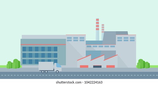 Vector illustration. Factory in flat style