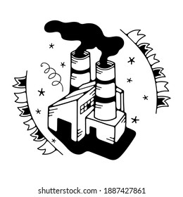 Vector illustration with a factory. Isolated on a white background. Cute doodle illustrations.