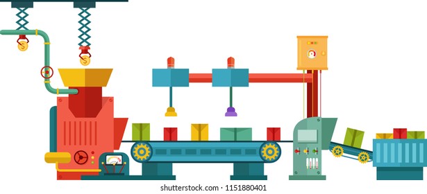 Vector illustration of factory technology in machine