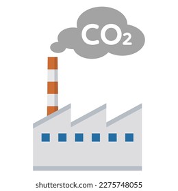 Vector illustration of a factory that emits carbon dioxide