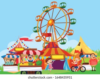 A vector Illustration of fair in the city.