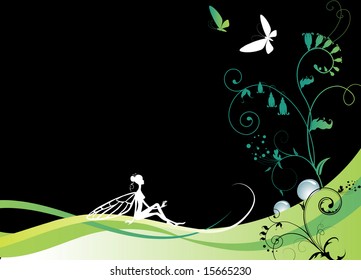 vector illustration of fairy in the night