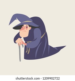 Vector illustration of fairy tale character. Old witch in cartoon style.