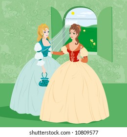 Vector illustration to a fairy tale the "Cinderella", a series. Number two.
