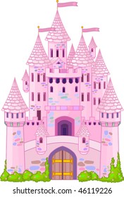 Vector Illustration Of A Fairy Tale Princess Castle