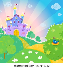 vector illustration of a fairy-tale castle