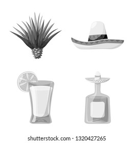 Vector illustration of fajita and fiesta sign. Collection of fajita and celebration stock symbol for web.