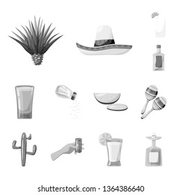 Vector illustration of fajita and fiesta sign. Collection of fajita and celebration stock symbol for web.