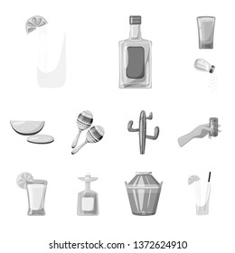 Vector illustration of fajita and fiesta sign. Set of fajita and celebration stock vector illustration.