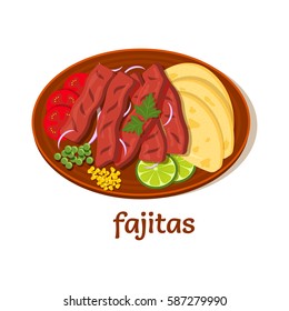 vector illustration of fajitas dish on isolated background