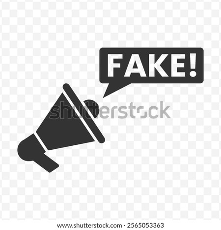 Vector illustration of fake announcement icon in dark color and transparent background(PNG).