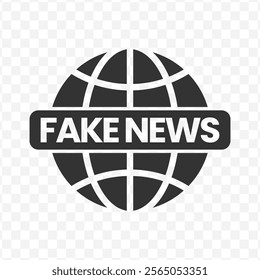 Vector illustration of fake news icon in dark color and transparent background(PNG).