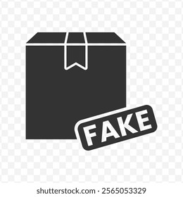 Vector illustration of fake package icon in dark color and transparent background(PNG).