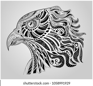 vector illustration falcon with ornament elements