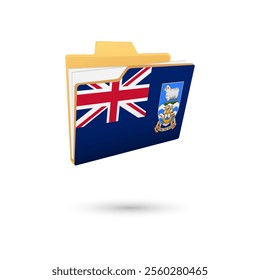 Vector illustration of Falkland Islands  flag isolated in file folder on white background.