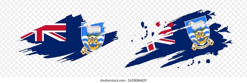Vector illustration of Falkland Islands flag in brush stroke effect on transparent background