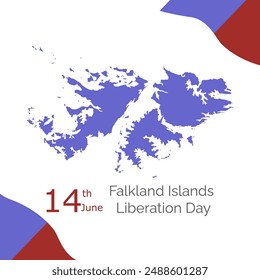 Vector illustration of the Falkland Islands Liberation Day social media story feed mockup template. Falkland Islands map.