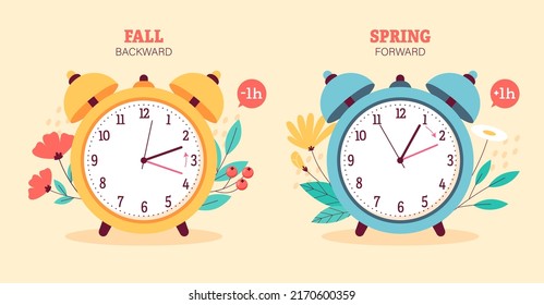 Vector illustration of fall back and spring forward