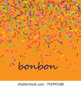 Vector illustration. Fall colorful candy pastry on an orange background.
