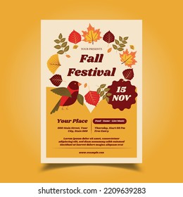 Vector Illustration Of Fall Festival Flyer, Poster