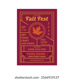 Vector illustration of fall festival flyer poster template design