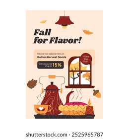 Vector illustration of fall for flavor flyer poster template design