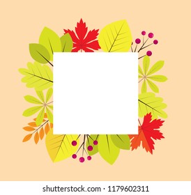 vector illustration of a fall frame with fall autumn leaves
