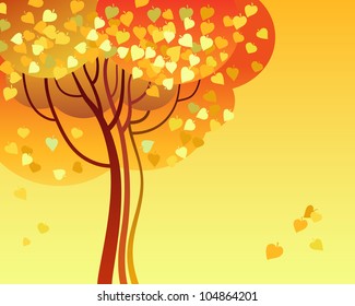 Vector illustration of a fall of the leafs