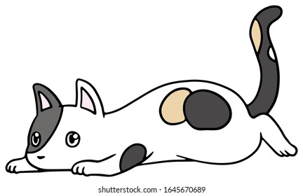 Vector illustration of a fallen calico cat