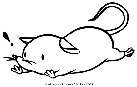 Vector illustration of a fallen mice with surprised face