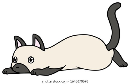 Vector illustration of a fallen 
Siamese cat