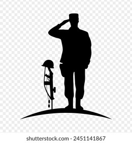Vector illustration of fallen soldier on transparent background