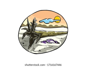 Vector illustration of Fallen tree